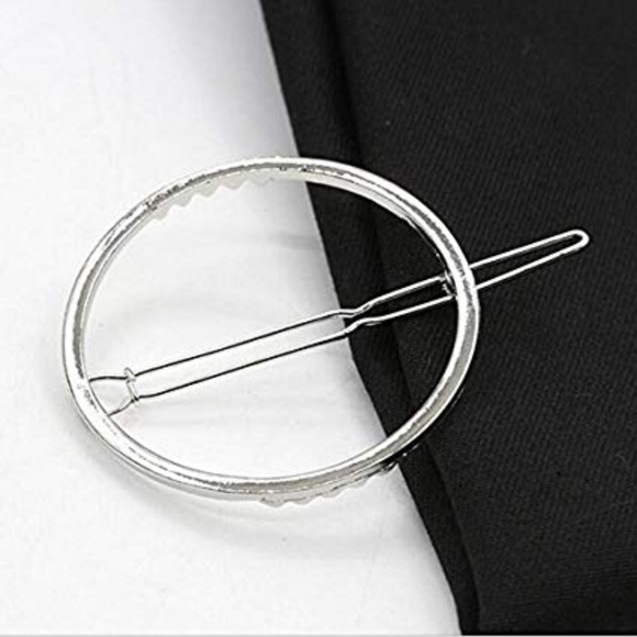 Silver Circle Hair Clip Hair Pin Hair Barrette - Picture 5 of 5